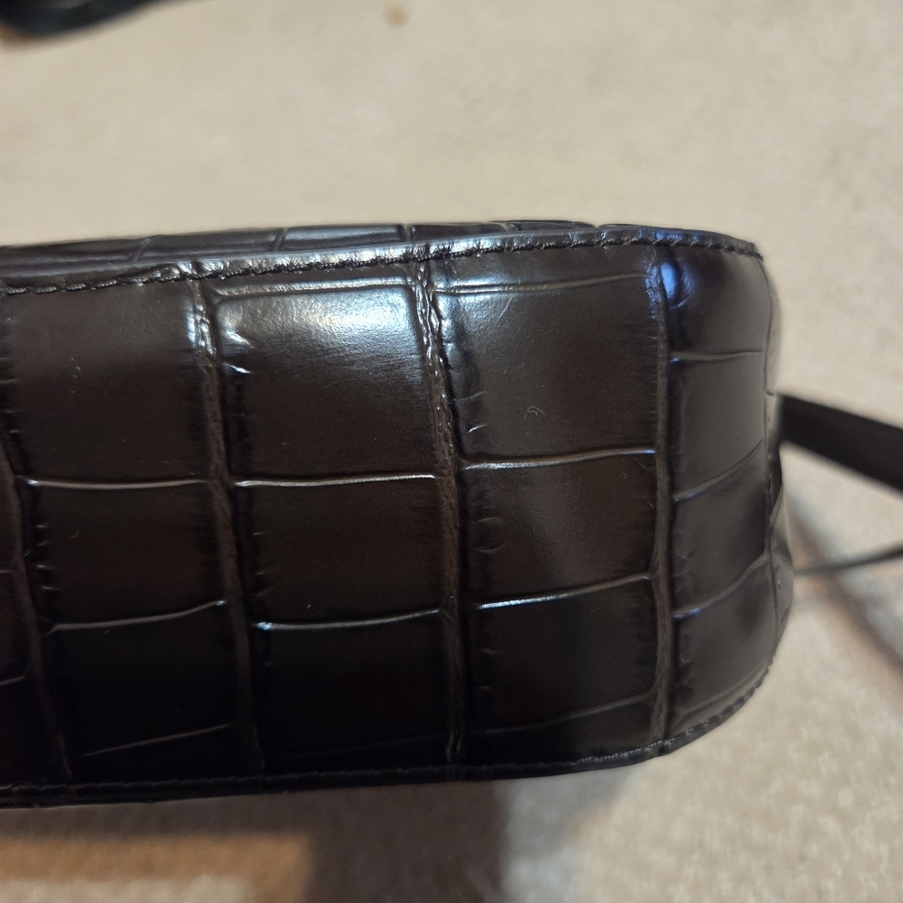 Michael Kors Dark Brown Crocodile-Embossed Shoulder Bag EUC Designer Luxury - Picture 7 of 16